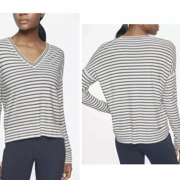 Athleta Retreat Stripe Silk Cashmere Blend Sweater - Picture 2 of 13